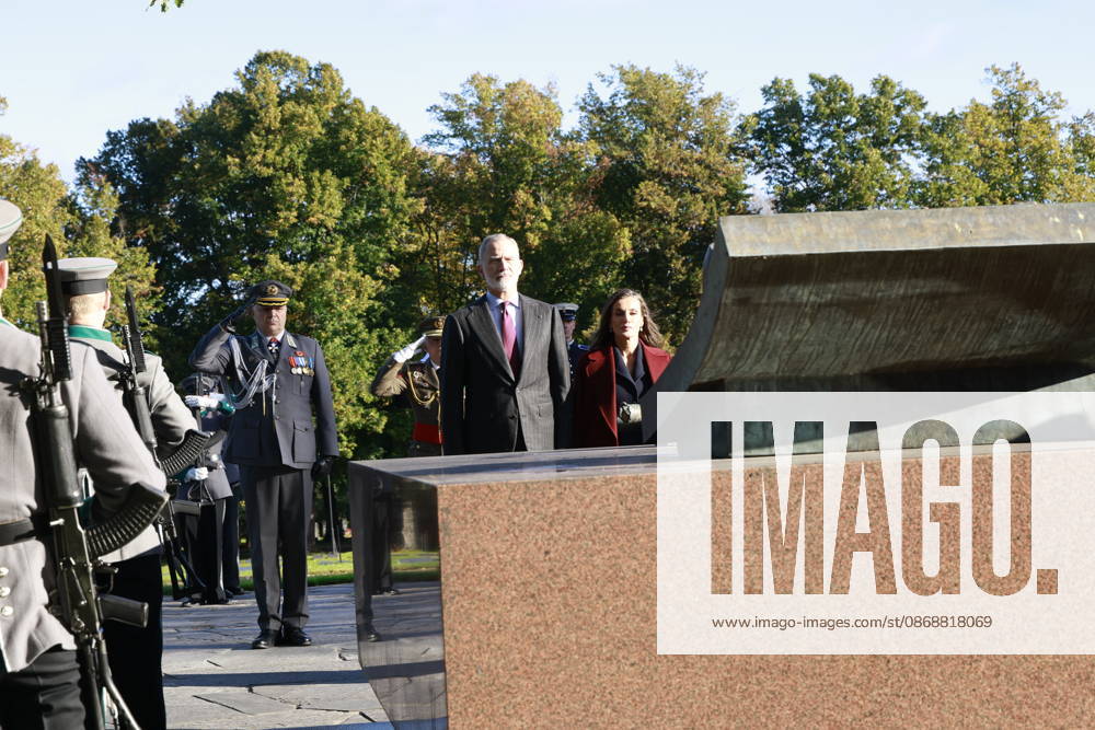 Finland King Felipe and Queen Letizia during the wreath-laying ceremony at Hietaniemi Cemetery, Finland s national cemetery and the final resting place of many former presidents and other prominent figures on the 2nd day of the 2 day statevisit to Finland. Â