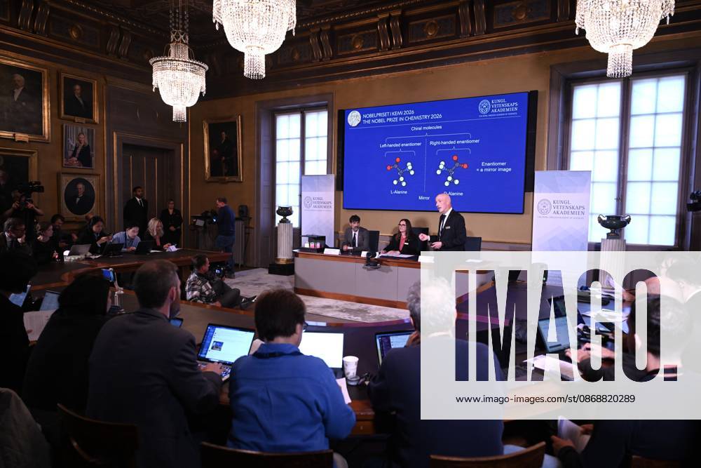 (261007) -- STOCKHOLM, Oct. 7, 2026 -- The 2026 Nobel Prize in Chemistry is announced in Stockholm, Sweden, Oct. 7, 2026. Henri Kagan and Kenso Soai have been awarded the 2026 Nobel Prize in Chemistry for their discovery of non-linear effects and autocatalysis in asymmetric organic synthesis, the Royal Swedish Academy of Sciences announced on Wednesday. ) SWEDEN-STOCKHOLM-NOBEL PRIZE IN CHEMISTRY-WINNERS LyuxYou