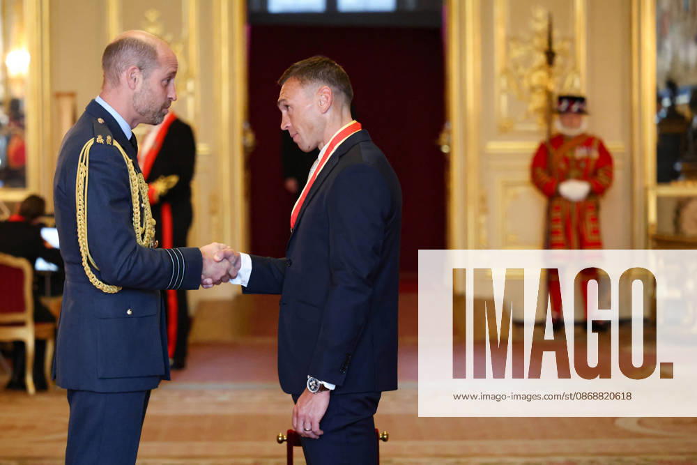 Investitures at Windsor Castle 07 10 2026. Windsor, UK. Sir Kevin Sinfield receives the Honour of Knighthood from The Prince of Wales at an investiture ceremony at Windsor Castle, Berkshire., Credit:Andrew Parsons Kensington Palace B66 Avalon United Kingdom, England, Windsor