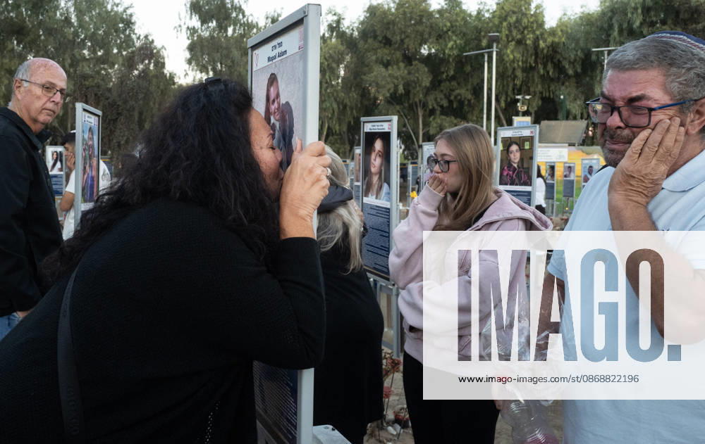 Israelis mourn at sunrise in the Re im memorial on the third anniversary where Hamas massacred 364 people and took another 40 hostages during the Nova dance party on October 7, 2023, near Kibbutz Re im, southern Israel on Wednesday, October 7, 2026. The Hamas cross-border attacks resulted in the deaths of approximately 1,200 people and the abduction of 251 hostages. ISR202606080028 JimxHollander