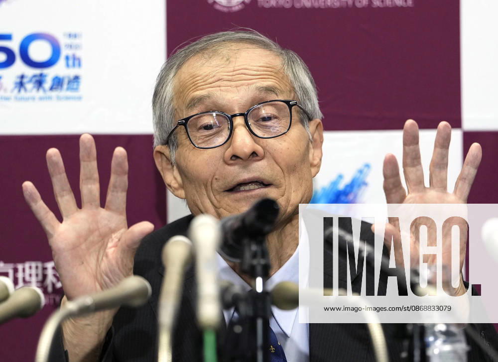 Nobel chemistry prize co-winner Soai Kenso Soai, a professor emeritus at the Tokyo University of Science, attends a press conference at the university in Tokyo on Oct. 7, 2026, after receiving the 2026 Nobel Prize in Chemistry. Soai and French researcher Henri Kagan shared the prize for the discovery of non-linear effects and autocatalysis in asymmetric organic synthesis, the Royal Swedish Academy of Sciences said earlier in the day. A14AA0005630368P