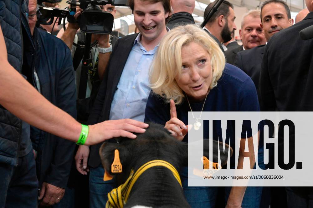 Livestock Summit in Cournon-d Auvergne PHOTOPQR LA MONTAGNE Richard BRUNEL October 7, 2026 Livestock Summit Day 2, Agriculture and Livestock, Marine Le Pen meets two young Blanc-Bleu breeders, Cournon, October 7, 2026 Photo by Richard Brunel Livestock Summit in Cournon d’Auvergne, central France, October 7, 2026 France