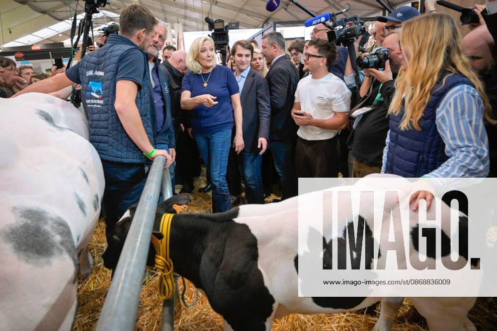 Livestock Summit in Cournon-d Auvergne PHOTOPQR LA MONTAGNE Richard BRUNEL October 7, 2026 Livestock Summit Day 2, Agriculture and Livestock, Marine Le Pen meets two young Blanc-Bleu breeders, Cournon, October 7, 2026 Photo by Richard Brunel Livestock Summit in Cournon d’Auvergne, central France, October 7, 2026 France