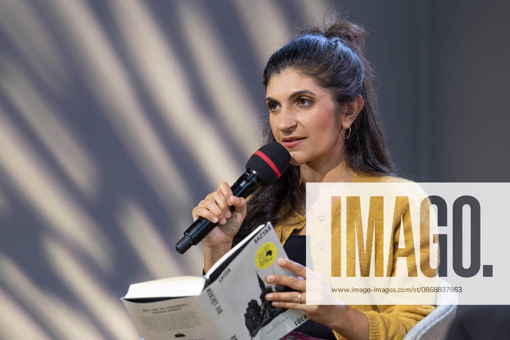Frankfurt Book Fair 2026: Shida Bazyar, winner of the 2026 German Book Prize, will present her award-winning book *Die Lücken* on the literature stage hosted by ARD, ZDF, and 3sat, Frankfurt am Main, Hesse, Germany, Messegelände