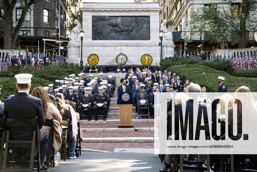 New York City Mayor ZOHRAN MAMDANI (D) speaking at the 119th Annual FDNY (Fire Department of the City of New York) Memorial Service in New York City. New York City United States - ZUMAb161 20261007_aap_b161_007