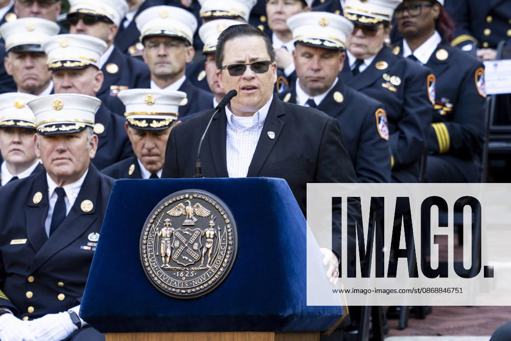 Fire Department of the City of New York (FDNY) Commissioner LILLIAN BONSIGNORE speaking at the 119th Annual FDNY (Fire Department of the City of New York) Memorial Service in New York City. New York City United States - ZUMAb161 20261007_aap_b161_002