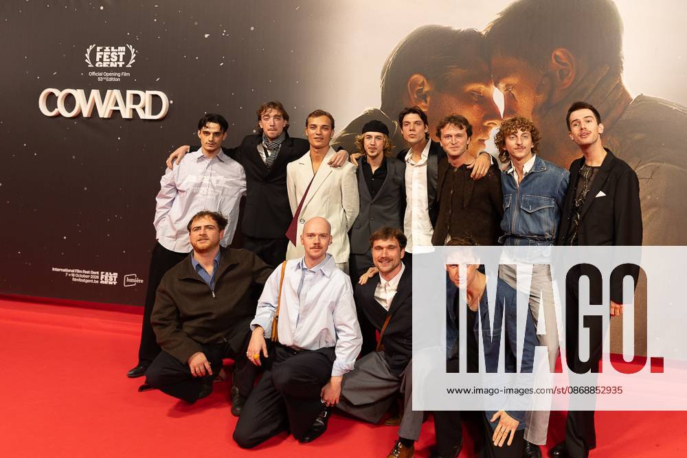 Cast Cowards pictured during the opening of Gent International Film Festival, with the opening film Coward by Gent director Dhont on Wednesday 7 October 2026. The 53rd edition of Film Fest Gent takes place from 07 to 18 October. Coward is Dhont s third feature film and this is the third time a film by Dhont has opened the festival. This previously happened with Girl in 2018 and Close in 2022. JAMES ARTHUR PHOTOGRAPHY JAMESxARTHURxGEKIERE 189086658