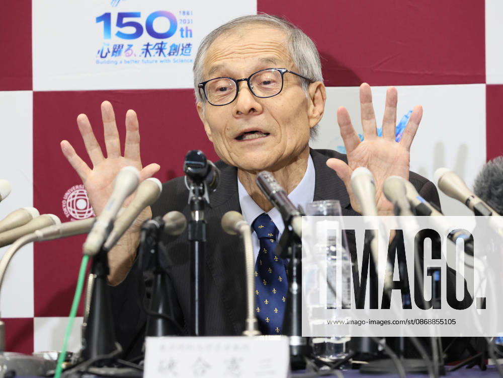 Tokyo, Japan - Japanese chemist Kenso Soai of professor emeritus at the Tokyo University of Science (TUS) speaks at a press conference as he won the Nobel Prize in Chemistry at the TUS campus Tokyo on Wednesday, October 7, 2026. Soai and French chemist Henri Kagan won the prize to discover non-linear effects and autocatalysis in asymmetric organic synthesis (photo by Yoshio Tsunoda AFLO) aflo_354043953