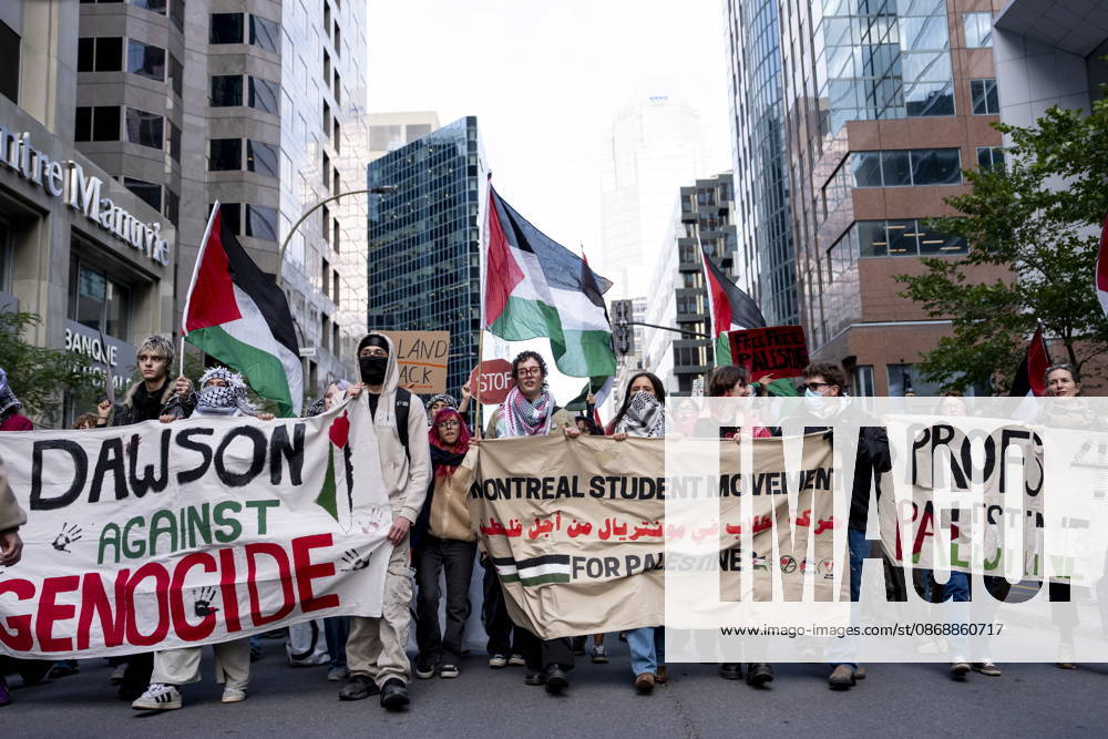 People take part in a pro-Palestinian march in Montreal, on Wednesday, Oct. 7, 2026. Montreal CANADA - ZUMAc35_ 20261007_zaf_c35_057