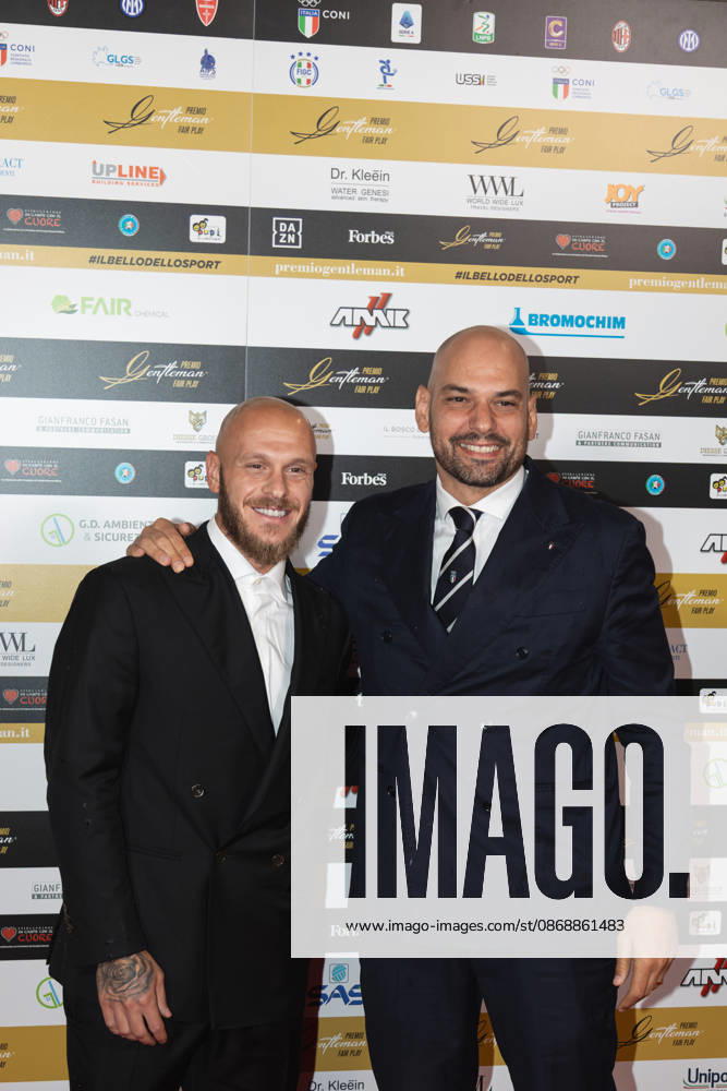 IPA89410571 - Federico Dimarco and Marco Riva on the red carpet at the Gentleman Fair Play Award, October 7, 2026 _ Scuola Teulie, Milan, during the 2026 Gentleman Fair Play Award, News in Milan, Italy