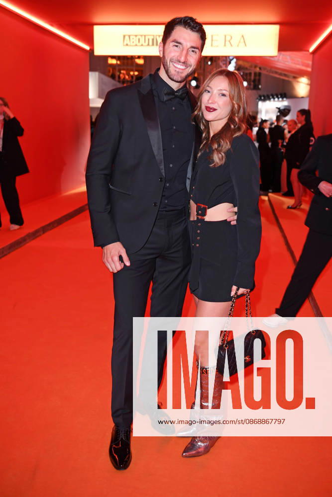 Dennis Gries with his girlfriend Katharina Katja Geretschuchin at the ABOUT YOU OPERA FASHION SHOW at the Admiralspalast in Berlin on October 7, 2026