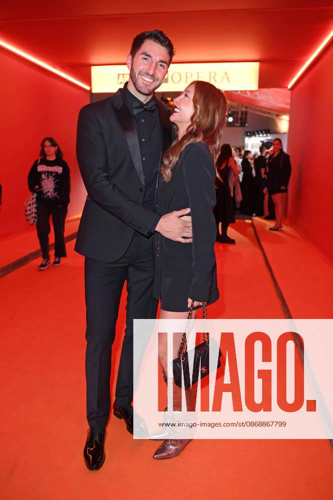 Dennis Gries with his girlfriend Katharina Katja Geretschuchin at the ABOUT YOU OPERA FASHION SHOW at the Admiralspalast in Berlin on October 7, 2026