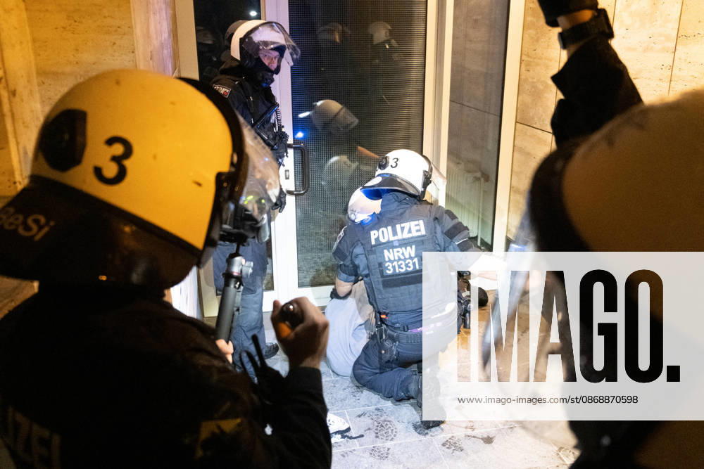 Multiple hundreds of people took part in a demonstration in Cologne marking the third anniversary of October 7, 2023, protesting IsraelÃ¢â‚¬â ¢s military campaign and genocidal intervention in Gaza. A smaller counter-protest took place without reported confrontations between the two groups...Police intervened and stopped the demonstration multiple times before protesters were held inside a police cage for approximately two hours. Officers later opened a corridor and allowed them to leave in small groups. During the dispersal, police arrested around 10 protesters, who were later released from custody. Cologne Germany - ZUMAm356 20261007_zip_m356_006