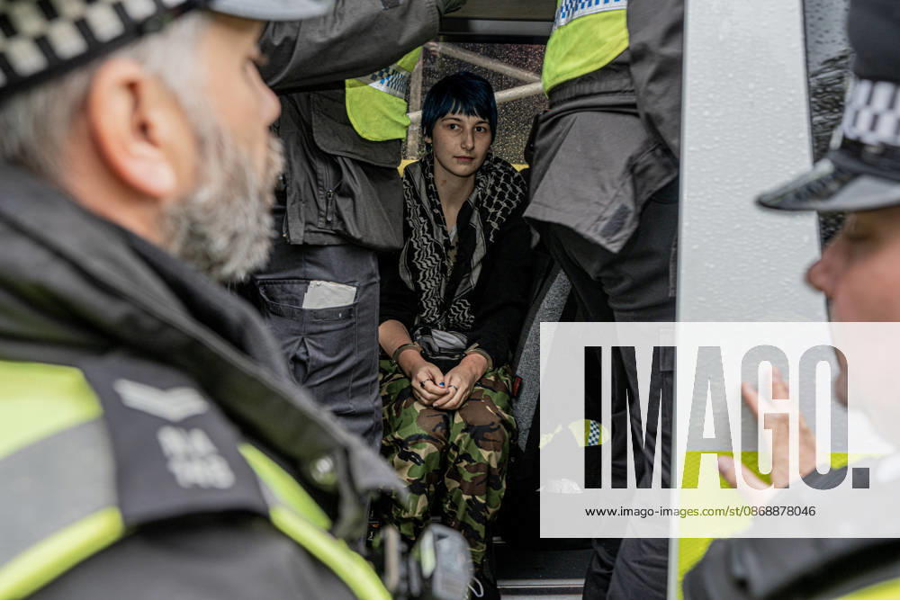 Pro-Israeil counter protestors challenge pro-Palestine demonstrators in London, UK - 7 OCT 2026. A pro-Palestine demonstrator is arrested for breaching the peace and not maintaining sufficient distance from pro-Israeli counter-protestors. Pro-Palestine activists from Central London Universities chose the 3rd anniversary of the October 7th attack by Hamas to protest against Israel’s war on Gaza. They clashed en route with pro-Israeli counter protestors. The demonstration was arranged by an inter-uni coalition that includes King’s College and LSE. London United Kingdom