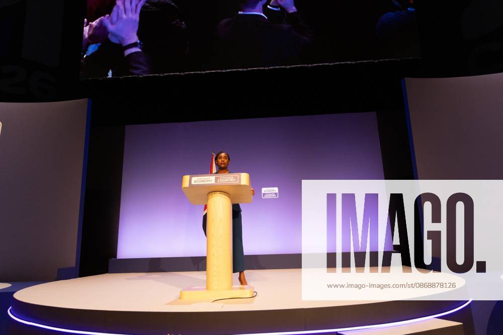 Conservative Party Conference, Day 4, The ICC Birmingham, UK - 07 Oct 2026 Leader of the Conservative Party Kemi Badenoch gives her keynote speech at the International Convention Centre on the final day (day four) of the Conservative Party Conference at the International Convention Centre in Birmingham. The Conservative Party leader, Kemi Badenoch s gives her keynote speech at the International Convention Centre on the final day (day four) of the Conservative Party Conference at the International Convention Centre in Birmingham. The Conservative Party opened its annual conference under the slogan Stronger economy, stronger country Birmingham United Kingdom
