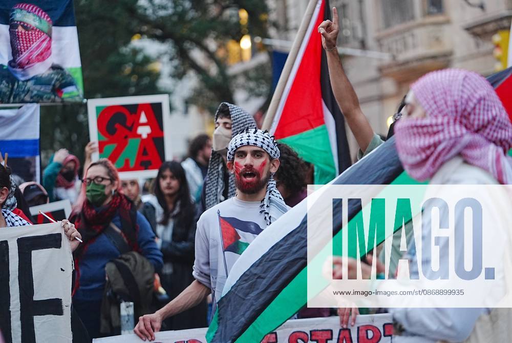 Pro-Palestinians rally outside City Hall NEW YORK, UNITED STATES - OCTOBER 07: Pro-Palestinian Americans rally outside City Hall and march to Union Square in New York, United States, on October 7, 2026, marking the anniversary of the October 7 attacks on Gaza. Selcuk Acar Anadolu New York United States. Editorial use only. Please get in touch for any other usage.