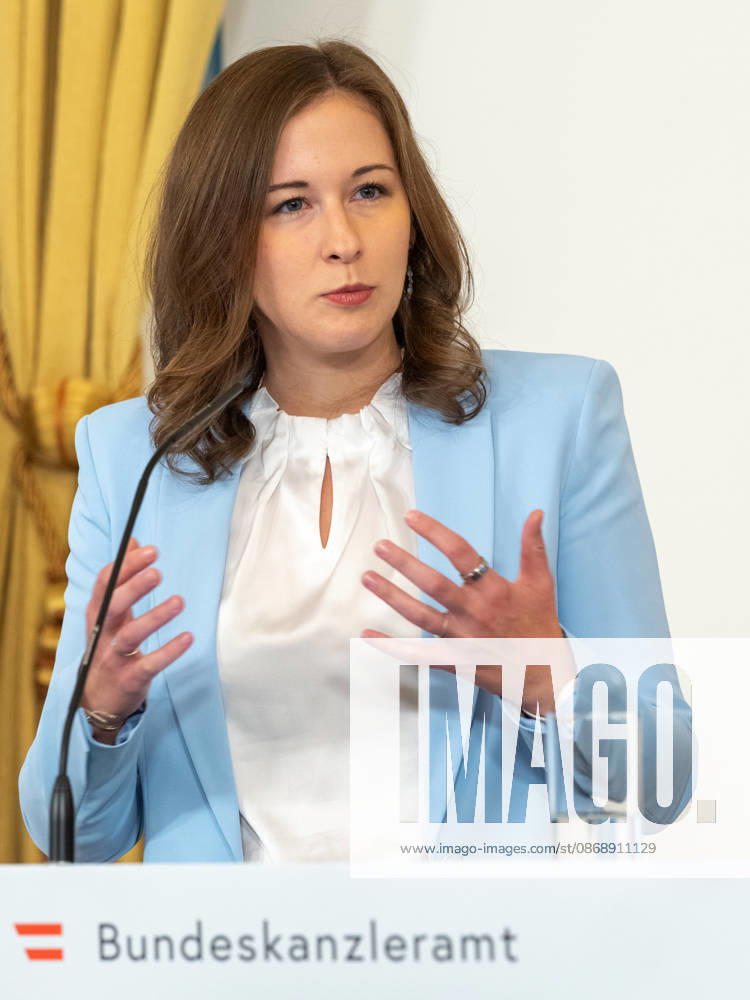 Presentation on Early Childhood Education—Claudia Plakolm (ÖVP), Federal Minister for Europe, Integration, and Family at the Federal Chancellery, on October 8, 2026, during the presentation of the 2025–26 Early Childhood Education Monitoring Report by Statistics Austria at the Federal Chancellery in Vienna, Vienna, Austria