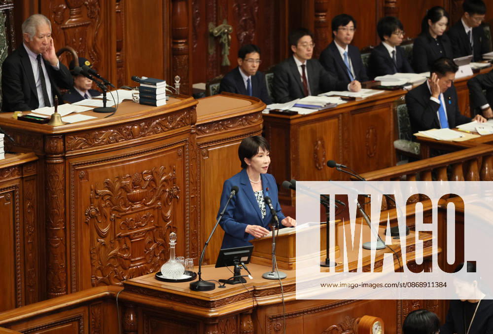 Tokyo, Japan - Japanese Prime Minister Sanae Takaichi answers a question at Lower House s plenary session at the National Diet in Tokyo on Monday, October 8, 2026. (photo by Yoshio Tsunoda AFLO) aflo_354274209