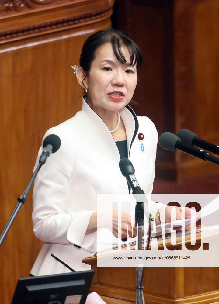 Tokyo, Japan - Japan s opposition party Sanseito lawmaker Mayuko Toyota questions to Prime Minister Sanae Takaichi at Lower House s plenary session at the National Diet in Tokyo on Monday, October 8, 2026. (photo by Yoshio Tsunoda AFLO) aflo_354274233