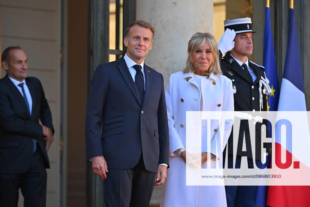 French president hosts German president, Elysee Palace, Paris, France French president Emmanuel Macron and his wife Mme Brigitte Macron host German President Mr Frank Walter Steinmeier and wife Mme Elke Budenbender at the Elysee Palace on October 08, 2026. Paris Elysee Palace Ile de France France