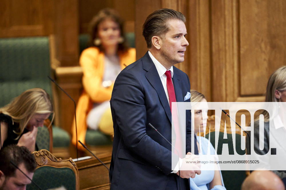 Opening debate in the Danish Parliament: Ulrik Knudsen of the Danish Democrats during the opening debate of the Folketing in the Parliament Hall at Christiansborg on Thursday, October 8, 2026. Photo by Thomas Traasdahl, Ritzau Scanpix, Copenhagen, Denmark