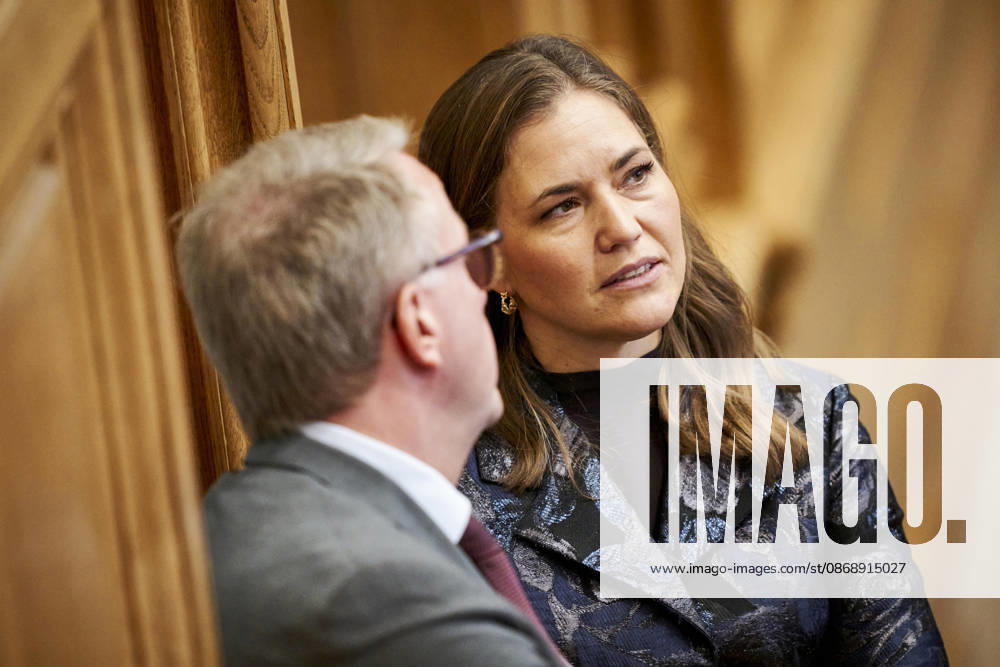 Opening debate in the Danish Parliament: Morten Boedskov of the Social Democratic Party and Marie Bjerre of the Liberal Party during the opening debate in the Folketing Hall at Christiansborg on Thursday, October 8, 2026. Photo by Thomas Traasdahl, Ritzau Scanpix, Copenhagen, Denmark
