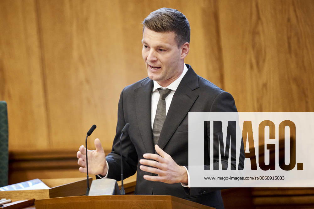 Opening debate in the Danish Parliament: Sigurd Agersnap (SF) during the opening debate of the Folketing in the Parliament Hall at Christiansborg on Thursday, October 8, 2026. Photo by Thomas Traasdahl, Ritzau Scanpix, Copenhagen, Denmark