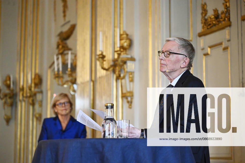 Ingrid Carlberg, Permanent Secretary of the Swedish Academy, announces that Canadian author Anne Carson has been awarded the 2026 Nobel Prize in Literature at Börshuset in Stockholm, Sweden, on October 8, 2026. STOCKHOLM, SWEDEN