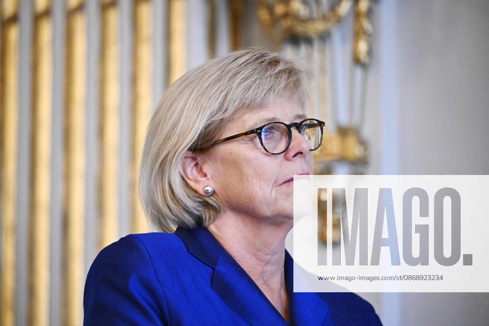 Ingrid Carlberg, Permanent Secretary of the Swedish Academy, announces that Canadian author Anne Carson has been awarded the 2026 Nobel Prize in Literature at Börshuset in Stockholm, Sweden, on October 8, 2026. STOCKHOLM, SWEDEN