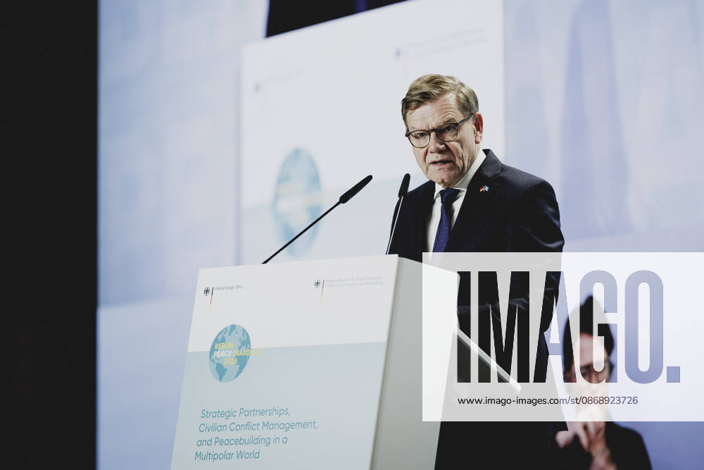 Johann Wadephul, CDU, Federal Minister of Foreign Affairs, photographed during the Berlin Peace Dialogue in Berlin on October 8, 2026. Photographed on behalf of the Federal Foreign Office, Berlin, Germany
