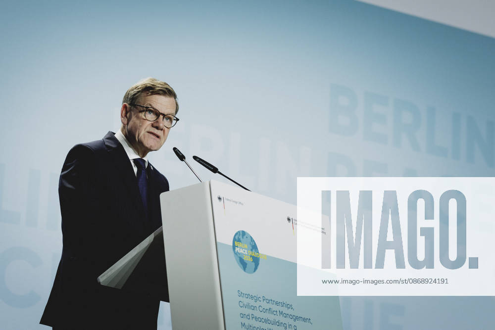 Johann Wadephul, CDU, Federal Minister of Foreign Affairs, photographed during the Berlin Peace Dialogue in Berlin on October 8, 2026. Photographed on behalf of the Federal Foreign Office, Berlin, Germany