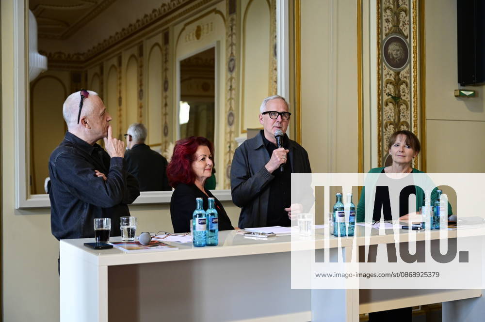 Stefan Hippler, Viola Klein, Joachim Klement, and Sabine Mutschke at the press conference and presentation of the 16th HOPE Award for the 18th HOPE Gala Dresden at the Schauspielhaus Dresden, Dresden