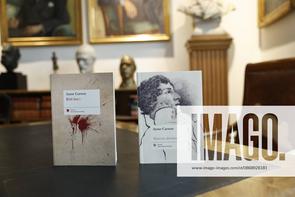 STOCKHOLM, SWEDEN 20261008 The books *Red Doc* and *The Beauty of the Husband* by Canadian author and this year’s Nobel Prize in Literature laureate Anne Carson are on display at Albert Bonniers Förlag in Stockholm STOCKHOLM SWEDEN