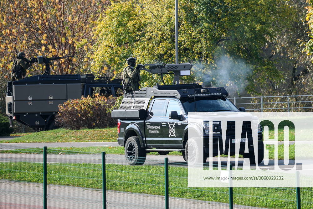 BELARUS, MINSK - OCTOBER 8, 2026: A vehicle is seen during the final phase of the Eurasia-Antiterror 2026 counter-terrorism exercise by relevant agencies of the CIS and SCO member states. The drill is held as part of the 2026 CIS and SCO Counter-Terrorism Forum. Maxim Malinovsky TASS 98945549