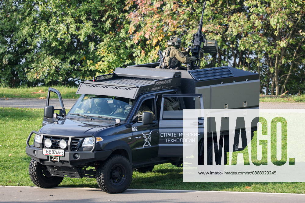 BELARUS, MINSK - OCTOBER 8, 2026: A vehicle is seen during the final phase of the Eurasia-Antiterror 2026 counter-terrorism exercise by relevant agencies of the CIS and SCO member states. The drill is held as part of the 2026 CIS and SCO Counter-Terrorism Forum. Maxim Malinovsky TASS 98945557
