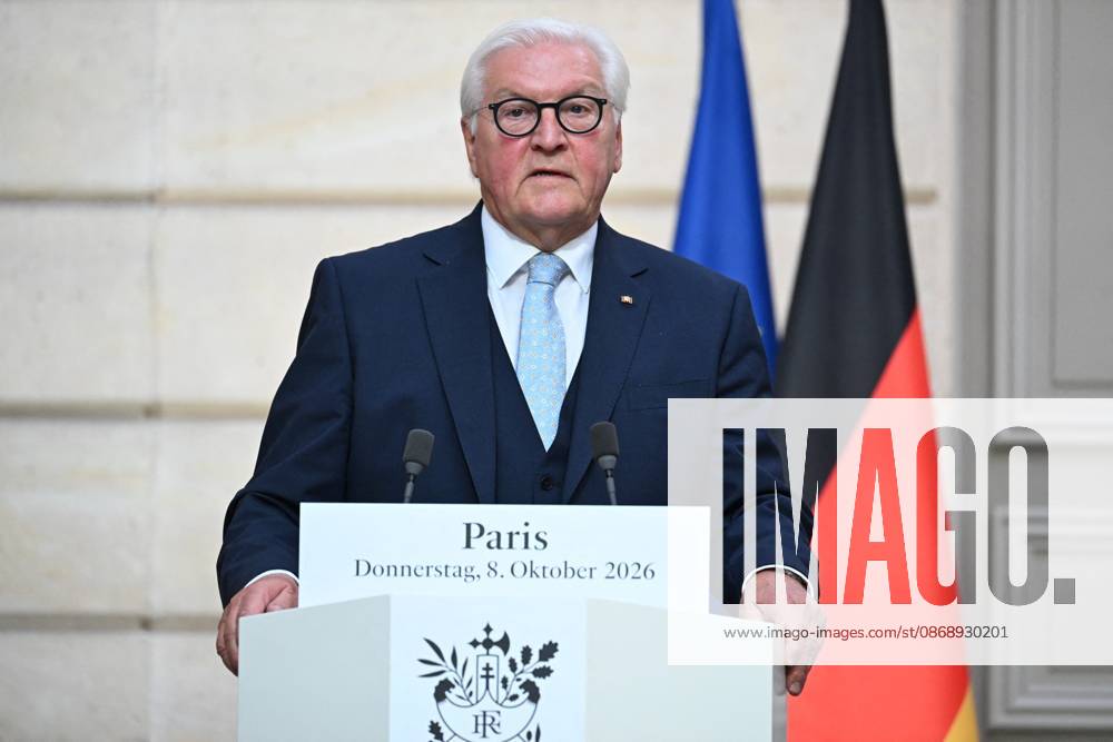 French And German Presidents Press Conference - Paris German President Frank Walter Steinmeier attends a joint press conference with French President Emmanuel Macron at the Elysee Palace in Paris, France on Undated. Photo by Eric Tschaen Pool ABACAPRESS.COM PARIS IDF France