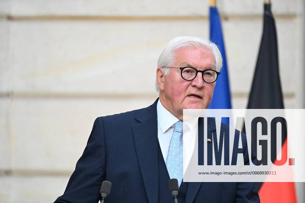 French And German Presidents Press Conference - Paris German President Frank Walter Steinmeier attends a joint press conference with French President Emmanuel Macron at the Elysee Palace in Paris, France on Undated. Photo by Eric Tschaen Pool ABACAPRESS.COM PARIS IDF France