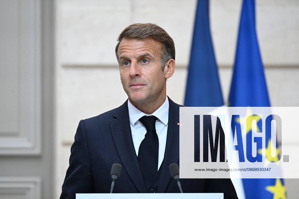 French And German Presidents Press Conference - Paris French President Emmanuel Macron attends a joint press conference with German President Frank Walter Steinmeier at the Elysee Palace in Paris, France on Undated. Photo by Eric Tschaen Pool ABACAPRESS.COM PARIS IDF France