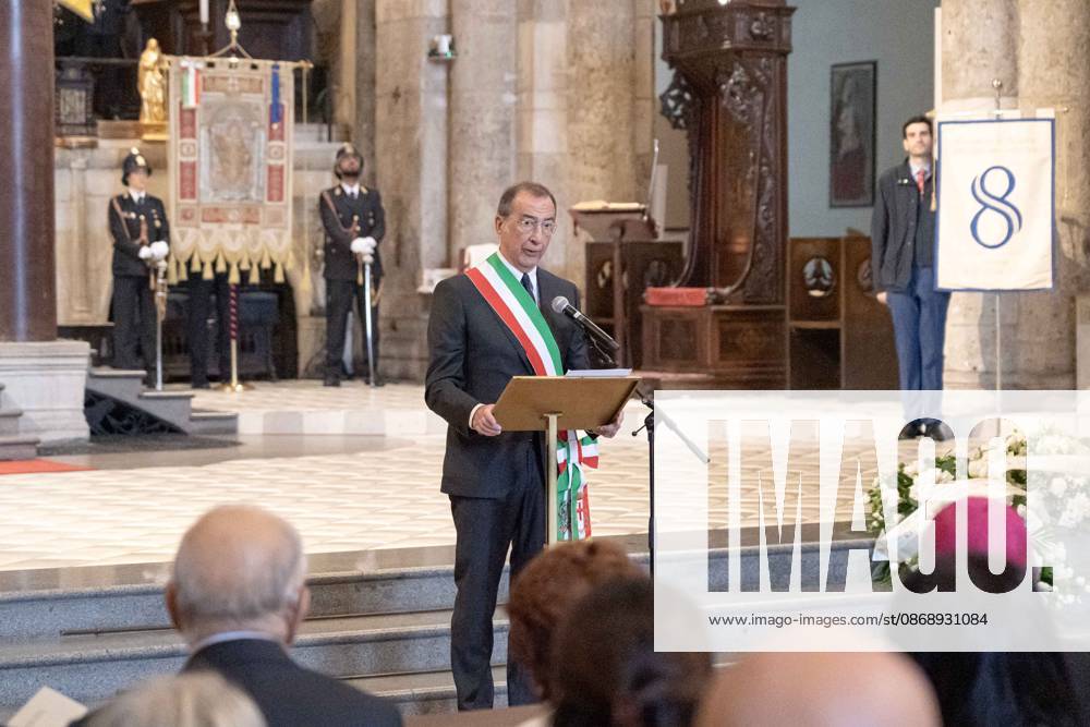 IPA89429963 - Milan, October 8, 26, Basilica of SantAmbrogio, Eucharistic celebration marking the 25th anniversary of the Linate plane crash Pictured: Milan Mayor Giuseppe Sala