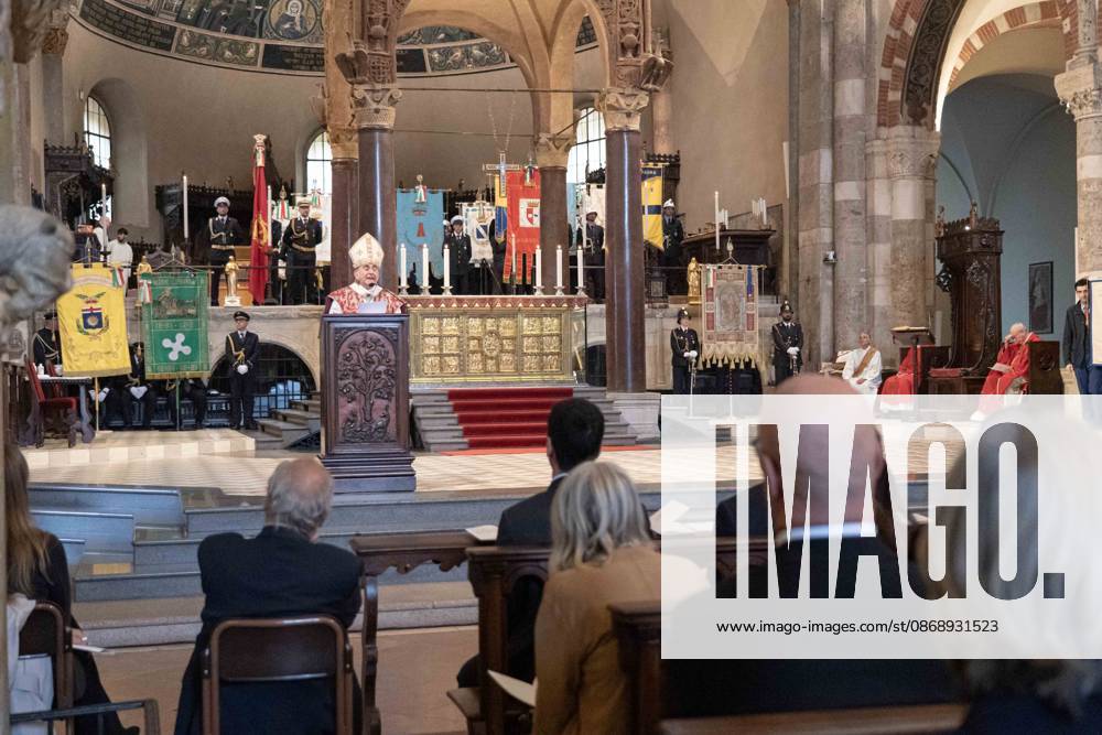 IPA89429934 - Milan, October 8, 26, Basilica of St. Ambrose, Eucharistic celebration marking the 25th anniversary of the Linate plane crash Pictured: Mario Delpini, Archbishop of Milan