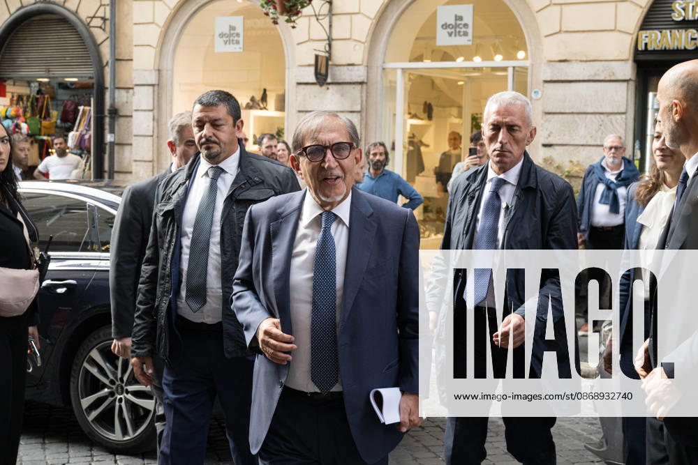 IPA89429541 - Senate President Ignazio La Russa upon his arrival at the Teatro Sistina for the celebrations marking the 150th anniversary of the *Corriere della Sera*, in Rome, Italy, on October 8, 2026. Flavio Brancaleone Fotogramma
