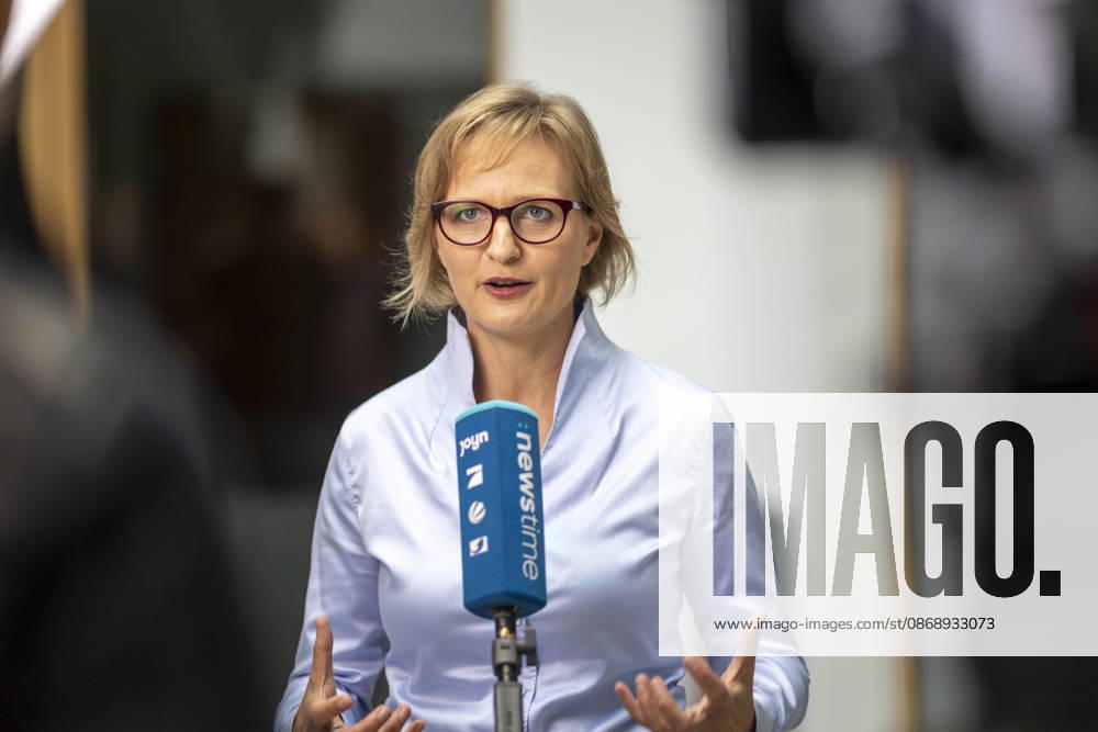 Franziska Brantner, co-chair of Alliance 90 The Greens, photographed during the press conference to present the flagship proposal Our Plan for Germany, Berlin, October 8, 2026, Berlin, Germany