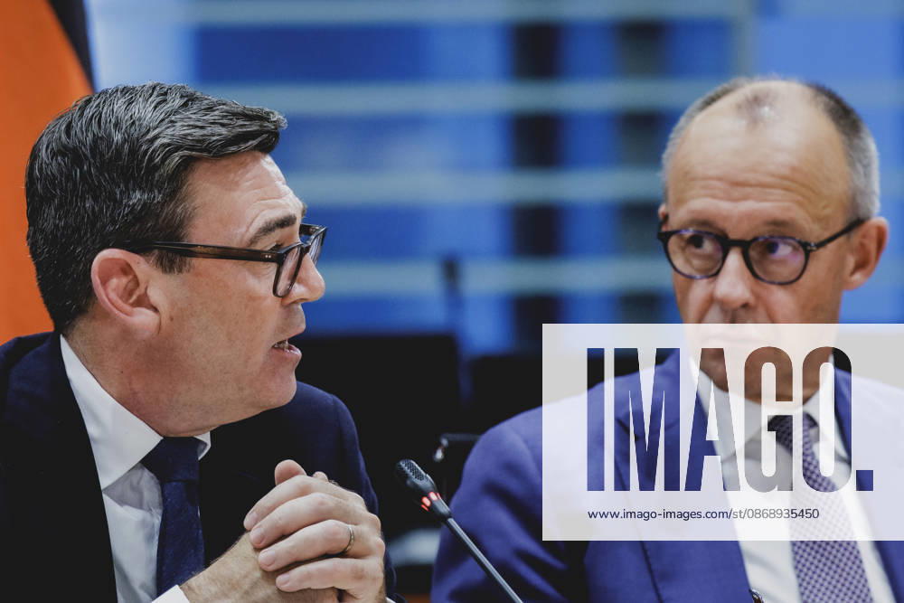 R. L. Friedrich Merz (CDU), Chancellor of Germany, and Andrew Burnham, Prime Minister of the United Kingdom, photographed while attending the Regional Growth Forum at the Federal Chancellery in Berlin, October 8, 2026, Berlin, Germany