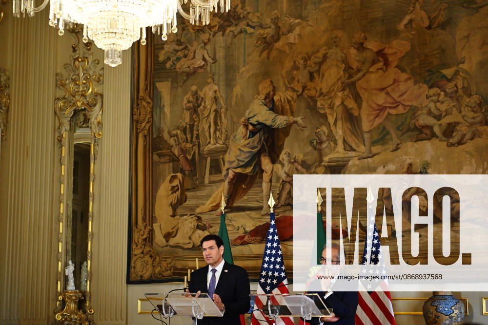 Marco Rubio - Paulo Rangel joint press conference in Lisbon LISBON, PORTUGAL - OCTOBER 8: US Secretary of State Marco Rubio (L) and Portugal s Foreign Minister Paulo Rangel give a joint press conference at the Necessidades Palace, the Portuguese foreign ministry, in Lisbon on October 8, 2026. Zed Jameson Anadolu Lisbon Portugal. Editorial use only. Please get in touch for any other usage.
