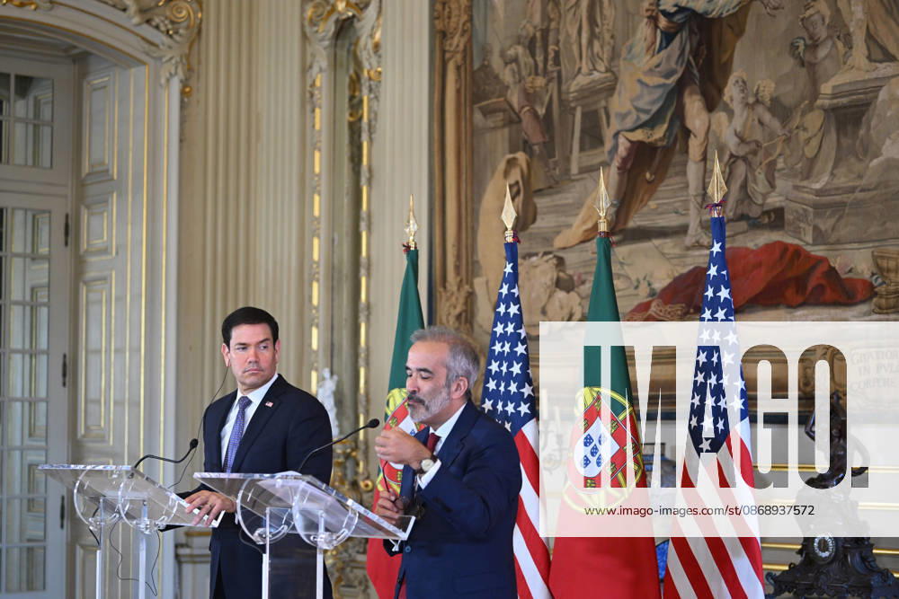 Marco Rubio - Paulo Rangel joint press conference in Lisbon LISBON, PORTUGAL - 08 OCTOBER: US Secretary of State Marco Rubio and Portugal s Foreign Minister Paulo Rangel give a joint press conference at the Necessidades Palace, the Portuguese foreign ministry, in Lisbon on October 8, 2026. Zed Jameson Anadolu Lisbon Portugal. Editorial use only. Please get in touch for any other usage.