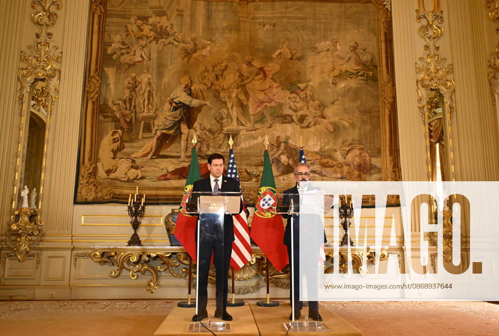 US Secretary of State Marco Rubio visits Portugal LISBON, PORTUGAL - OCTOBER 8: US Secretary of State Marco Rubio (L) and Portuguese Foreign Minister Paulo Rangel (R) hold a joint press conference at the Necessidades Palace, home to Portugal s Foreign Ministry, in Lisbon, Portugal, on October 8, 2026. Zed Jameson Anadolu Lisbon Portugal. Editorial use only. Please get in touch for any other usage.