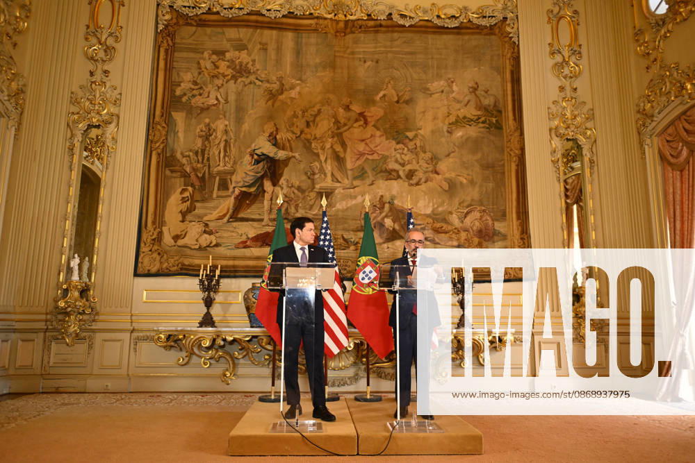 US Secretary of State Marco Rubio visits Portugal LISBON, PORTUGAL - OCTOBER 8: US Secretary of State Marco Rubio (L) and Portuguese Foreign Minister Paulo Rangel (R) hold a joint press conference at the Necessidades Palace, home to Portugal s Foreign Ministry, in Lisbon, Portugal, on October 8, 2026. Zed Jameson Anadolu Lisbon Portugal. Editorial use only. Please get in touch for any other usage.