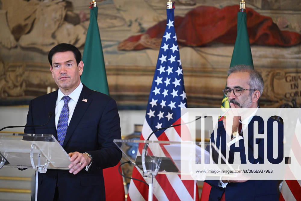 US Secretary of State Marco Rubio visits Portugal LISBON, PORTUGAL - OCTOBER 8: US Secretary of State Marco Rubio (L) and Portuguese Foreign Minister Paulo Rangel (R) hold a joint press conference at the Necessidades Palace, home to Portugal s Foreign Ministry, in Lisbon, Portugal, on October 8, 2026. Zed Jameson Anadolu Lisbon Portugal. Editorial use only. Please get in touch for any other usage.