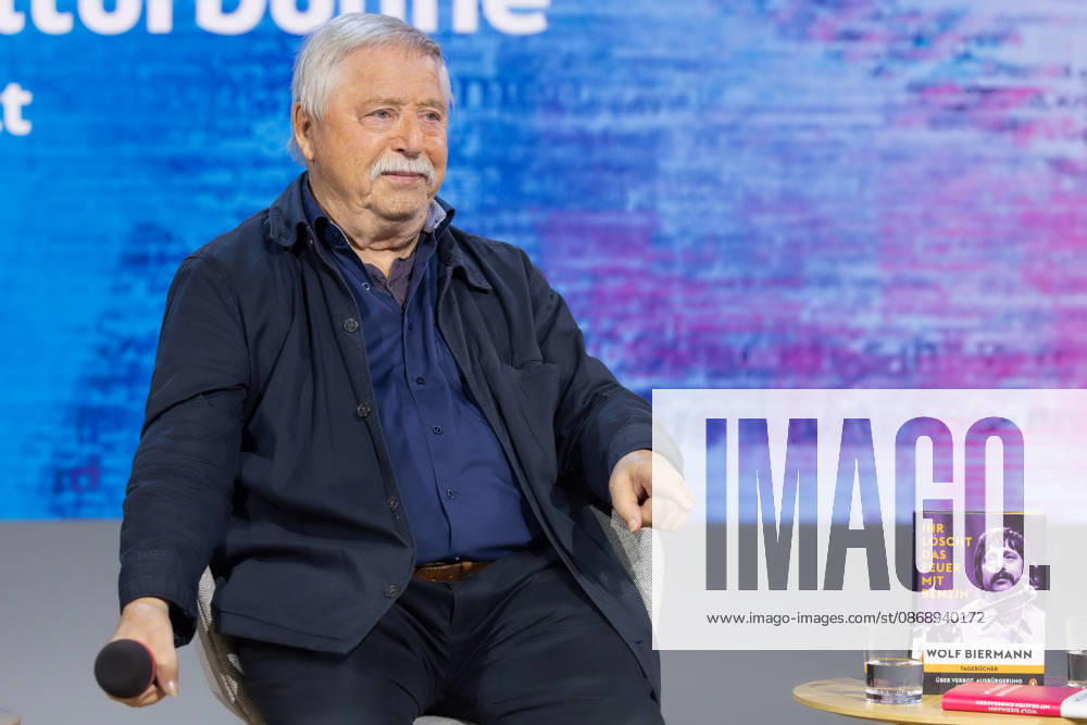 Frankfurt Book Fair 2026: Wolf Biermann presents his book *Ihr löscht das Feuer mit Benzin* on the literature stage hosted by ARD, ZDF, and 3sat, Frankfurt am Main, Hesse, Germany, Exhibition Center