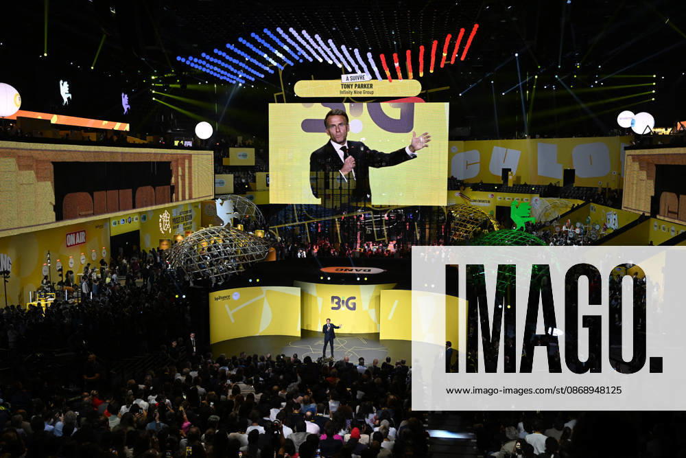 President Macron at Bpifrance Inno Generation - Paris France s President Emmanuel Macron delivers a speech on stage during the Bpifrance Inno Generation (BIG) event, one of Europe’s largest gatherings dedicated to entrepreneurs, in Paris, France on October 8, 2026. Photo by Jeanne Accorsini Pool ABACAPRESS.COM Paris France